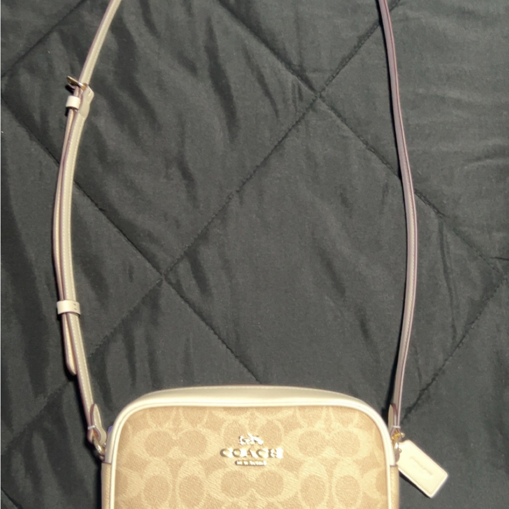 Coach Cream Textured Crossbody Bag with Adjustable Strap